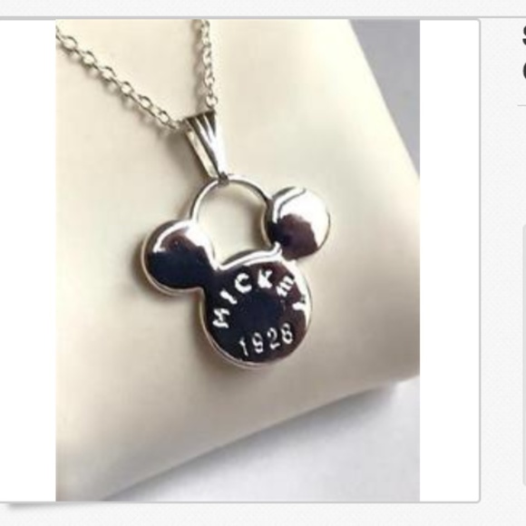 Silver Mickey Mouse Ears Necklace Disney 18” 1928 Vintage Disneyland Plated - Picture 2 of 8